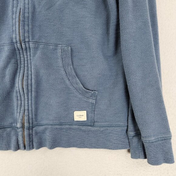 LL Bean Jacket Womens Medium Blue Full Zip Pickleball Hoodie Organic Cotton - Picture 3 of 12